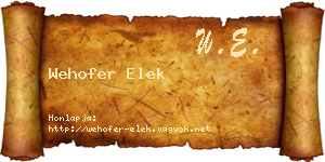 Wehofer Elek névjegykártya